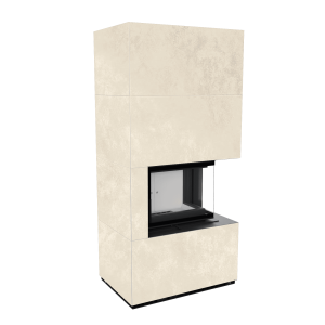 Kominek modułowy KRATKI FLOKI BOX prawy 8 kW Ø 160 zabudowa ze spieku OXIDE BIANCO