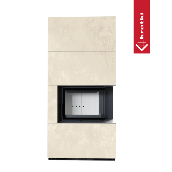 Kominek modułowy KRATKI FLOKI BOX prawy 8 kW Ø 160 zabudowa ze spieku OXIDE BIANCO
