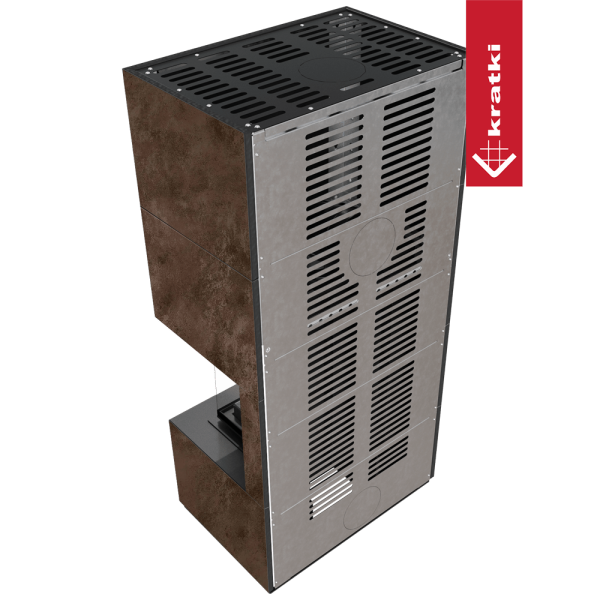 Kominek modułowy KRATKI FLOKI BOX prawy 8 kW Ø 160 zabudowa ze spieku OXIDE MORO