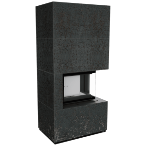 Kominek modułowy KRATKI FLOKI BOX prawy 8 kW Ø 160 zabudowa ze spieku OXIDE NERO