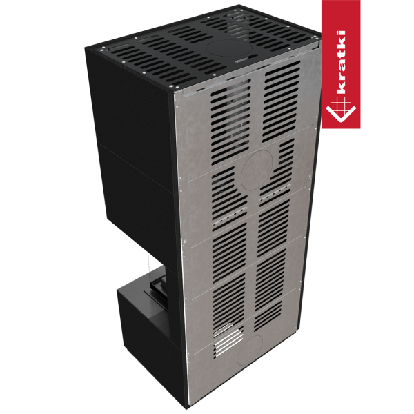 Kominek powietrzny KRATKI FLOKI prawy 8 kW Ø 160 w zabudowie modułowej ZIMBKRATKI ABWE NERO