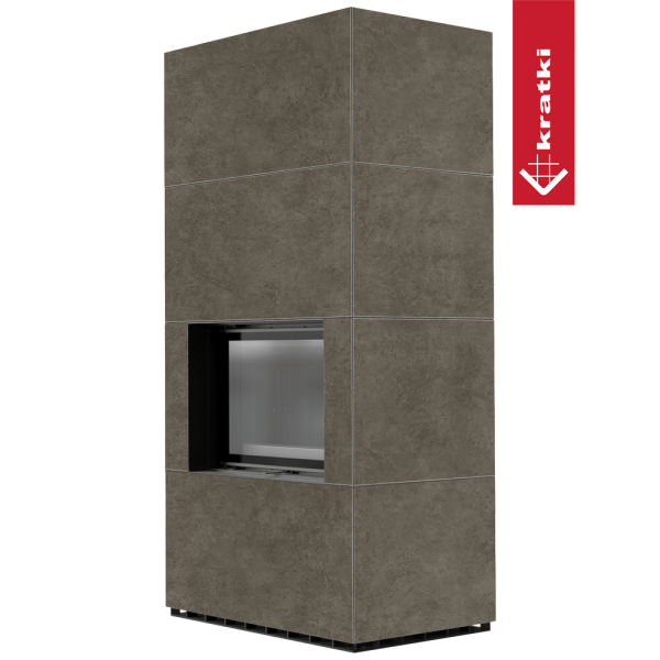 Kominek modułowy KRATKI FLOKI BOX 8 kW Ø 160 zabudowa ze spieku FOKOS PIOKRATKI MBO czarne wyłożenie
