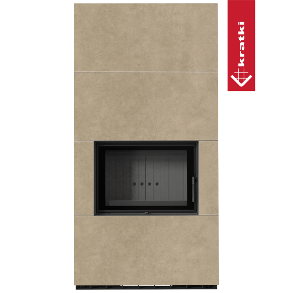 Kominek modułowy KRATKI FLOKI BOX 8 kW Ø 160 zabudowa ze spieku FOKOS RENA czarne wyłożenie
