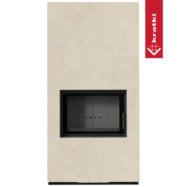 Kominek modułowy KRATKI FLOKI BOX 8 kW Ø 160 zabudowa ze spieku FOKOS SALE czarne wyłożenie