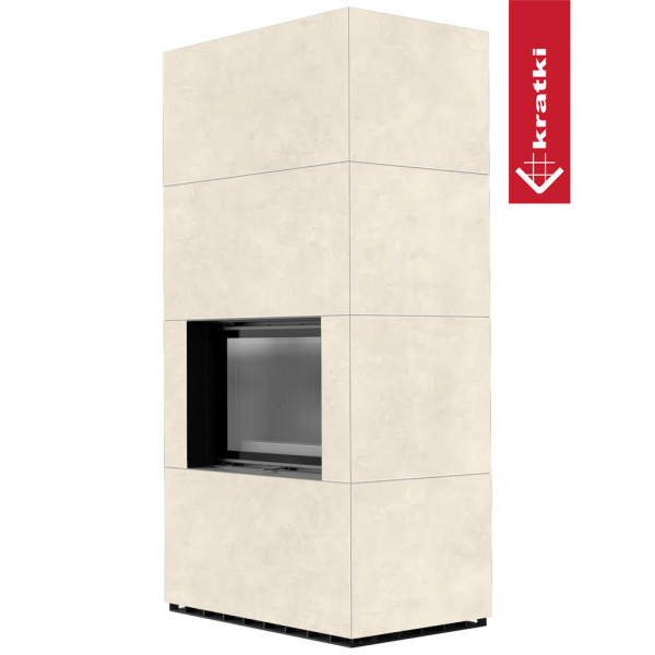 Kominek modułowy KRATKI FLOKI BOX 8 kW Ø 160 zabudowa ze spieku FOKOS TALCO czarne wyłożenie