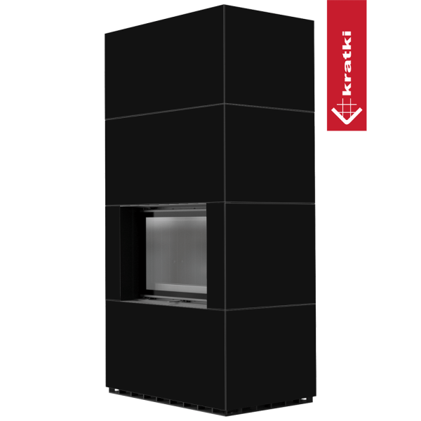 Kominek modułowy KRATKI FLOKI BOX 8 kW Ø 160 zabudowa ze spieku NERO ASSOLUTO czarne wyłożenie