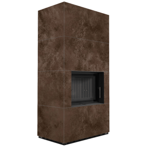 Kominek modułowy KRATKI FLOKI BOX 8 kW Ø 160 zabudowa ze spieku OXIDE MORO czarne wyłożenie