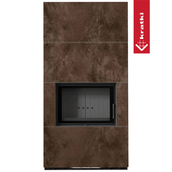 Kominek modułowy KRATKI FLOKI BOX 8 kW Ø 160 zabudowa ze spieku OXIDE MORO czarne wyłożenie