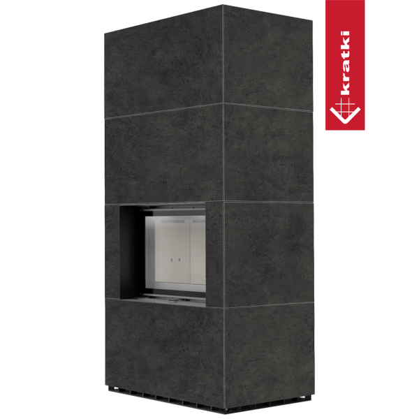 Kominek modułowy KRATKI FLOKI BOX 8 kW Ø 160 zabudowa ze spieku FOKOS GRAFITE