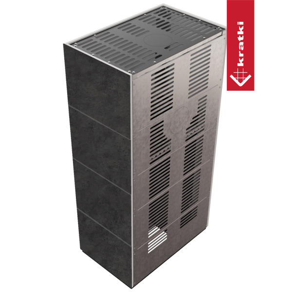 Kominek modułowy KRATKI FLOKI BOX 8 kW Ø 160 zabudowa ze spieku FOKOS GRAFITE