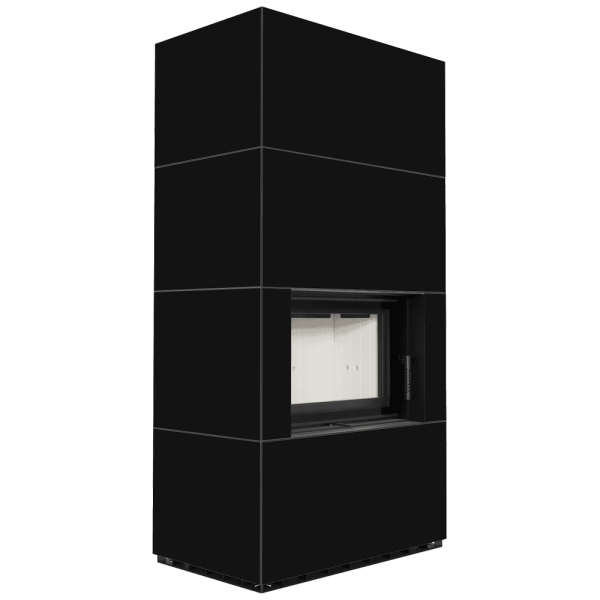 Kominek modułowy KRATKI FLOKI BOX 8 kW Ø 160 zabudowa ze spieku NERO ASSOLUTO
