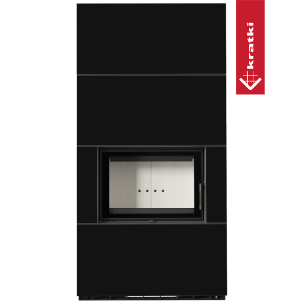 Kominek modułowy KRATKI FLOKI BOX 8 kW Ø 160 zabudowa ze spieku NERO ASSOLUTO