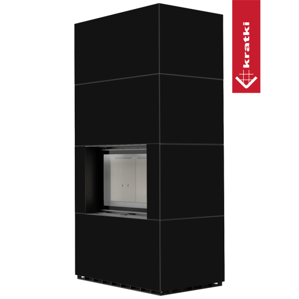 Kominek modułowy KRATKI FLOKI BOX 8 kW Ø 160 zabudowa ze spieku NERO ASSOLUTO