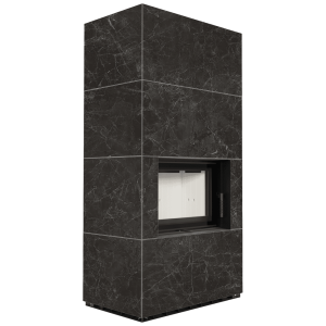 Kominek modułowy KRATKI FLOKI BOX 8 kW Ø 160 zabudowa ze spieku NATURALI NERO GRECO