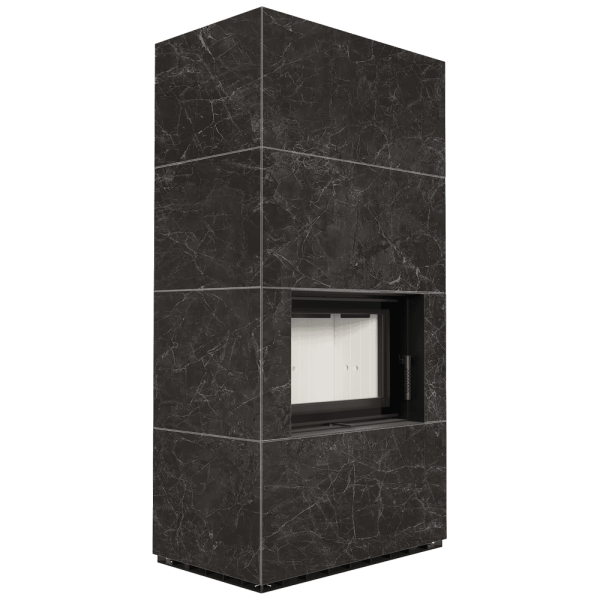 Kominek modułowy KRATKI FLOKI BOX 8 kW Ø 160 zabudowa ze spieku NATURALI NERO GRECO