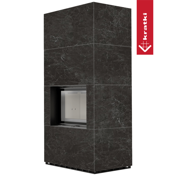 Kominek modułowy KRATKI FLOKI BOX 8 kW Ø 160 zabudowa ze spieku NATURALI NERO GRECO