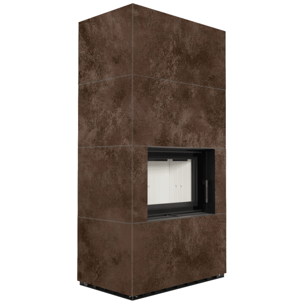 Kominek modułowy KRATKI FLOKI BOX 8 kW Ø 160 zabudowa ze spieku OXIDE MORO z domykaniem