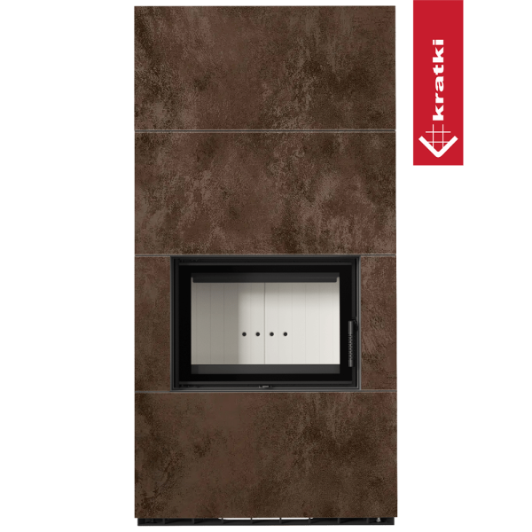 Kominek modułowy KRATKI FLOKI BOX 8 kW Ø 160 zabudowa ze spieku OXIDE MORO z domykaniem