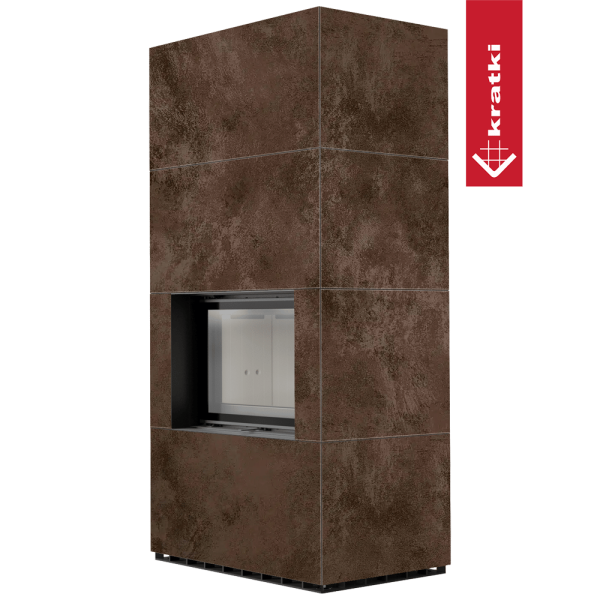 Kominek modułowy KRATKI FLOKI BOX 8 kW Ø 160 zabudowa ze spieku OXIDE MORO z domykaniem
