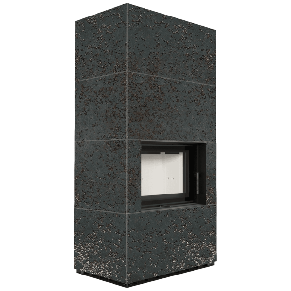 Kominek modułowy KRATKI FLOKI BOX 8 kW Ø 160 zabudowa ze spieku OXIDE NERO