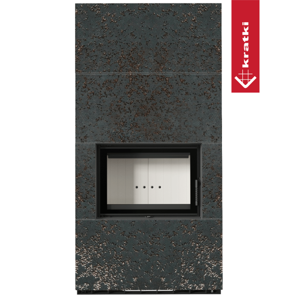 Kominek modułowy KRATKI FLOKI BOX 8 kW Ø 160 zabudowa ze spieku OXIDE NERO