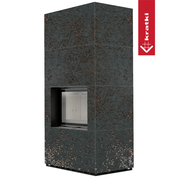 Kominek modułowy KRATKI FLOKI BOX 8 kW Ø 160 zabudowa ze spieku OXIDE NERO