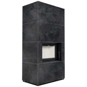 Kominek modułowy KRATKI FLOKI BOX 8 kW Ø 160 zabudowa ze spieku OSSIDO NERO