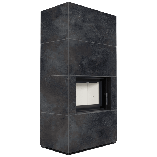 Kominek modułowy KRATKI FLOKI BOX 8 kW Ø 160 zabudowa ze spieku OSSIDO NERO