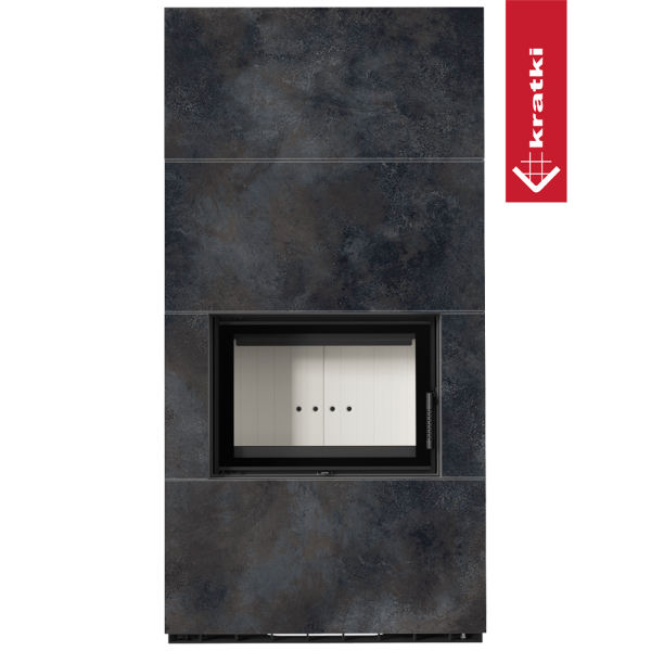 Kominek modułowy KRATKI FLOKI BOX 8 kW Ø 160 zabudowa ze spieku OSSIDO NERO