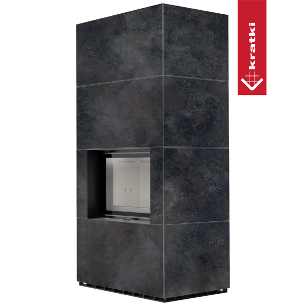 Kominek modułowy KRATKI FLOKI BOX 8 kW Ø 160 zabudowa ze spieku OSSIDO NERO