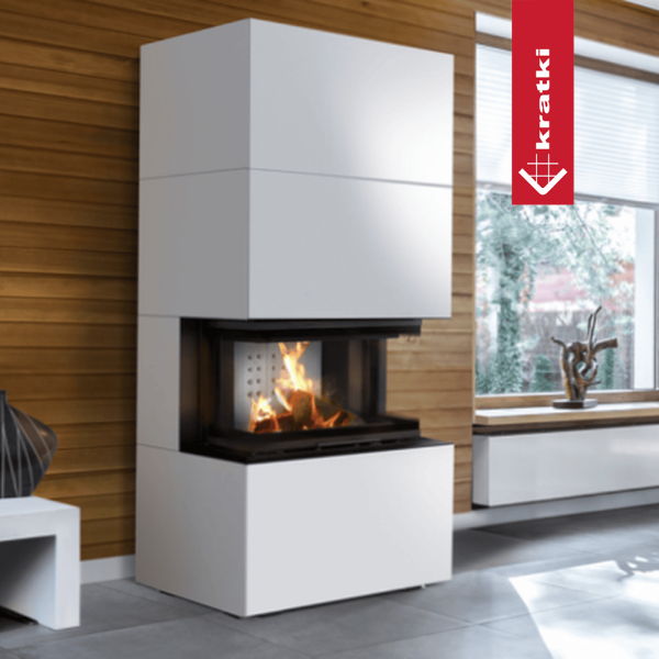 Kominek powietrzny KRATKI NBC/EASY BOX 7 kW Ø 160 w zabudowie modułowej Bianco