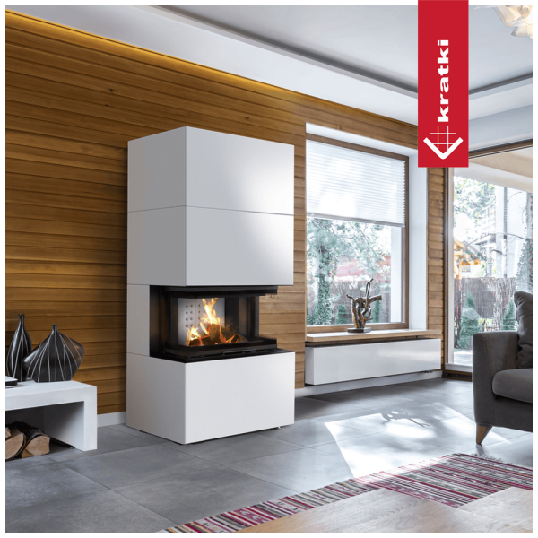Kominek powietrzny KRATKI NBC/EASY BOX 7 kW Ø 160 w zabudowie modułowej Bianco