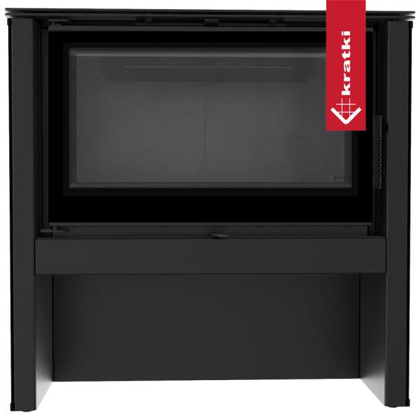 Piec stalowy KRATKI JUNO 12 kW Ø 160 czarny panel czarne wyłożenie