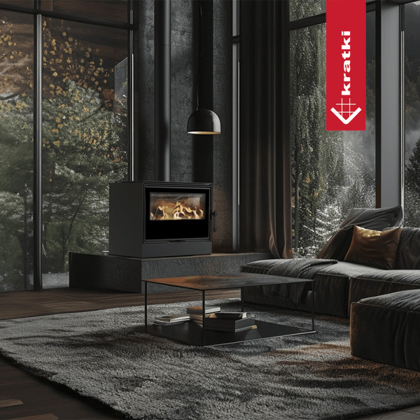 Piec stalowy KRATKI KARI 70 Ø 150 8 kW kominek w zabudowie