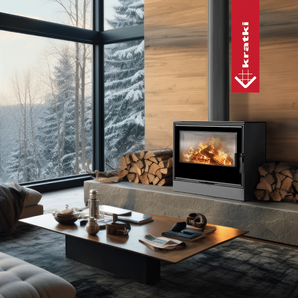Piec stalowy KRATKI KARI 80 Ø 180 12 kW kominek w zabudowie