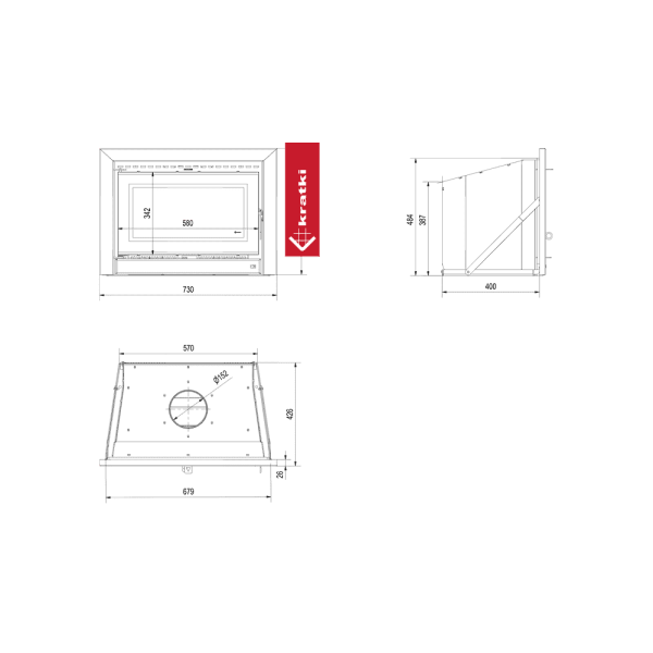 Kaseta kominkowa KRATKI KDZ K 6 kW Ø 160