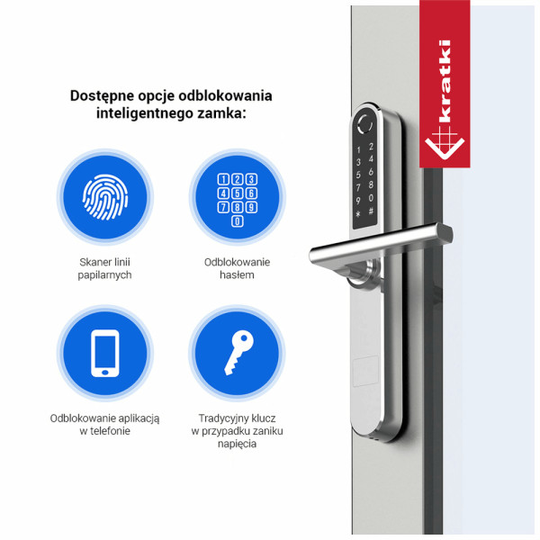 Klamka elektroniczna, zamek biometryczny TTLOCK S31B, bluetooth