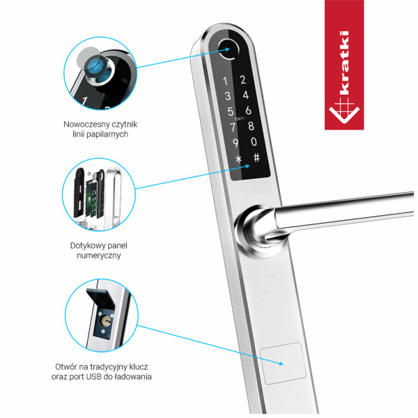 Klamka elektroniczna, zamek biometryczny TTLOCK S31B, bluetooth