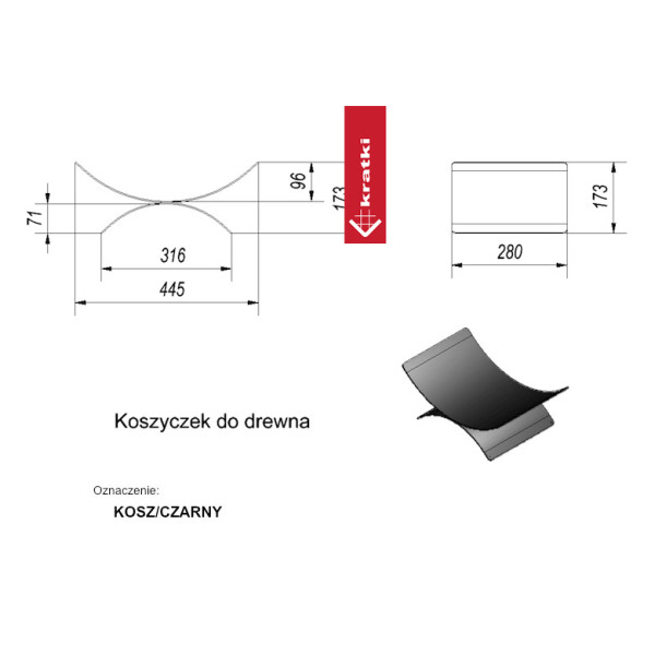 KOSZ czarny na drewno