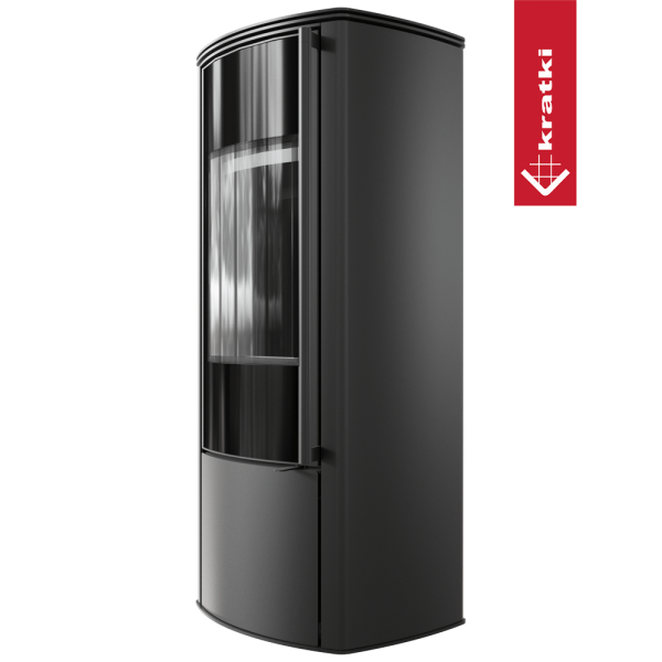 Piec wolnostojący stalowy KRATKI AB ENYO R 5,5 kW Ø 100/150 czarne wyłożenie