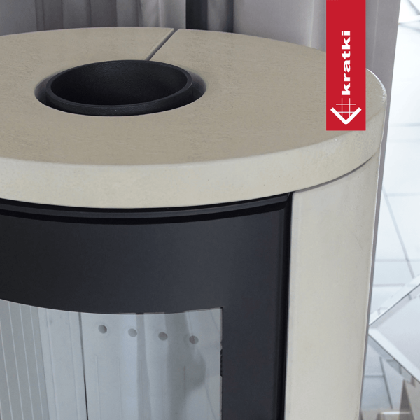 Piec stalowy koza KRATKI AB S/DR ECO 5,5 kW Ø 150 okładzina ozdobna krem