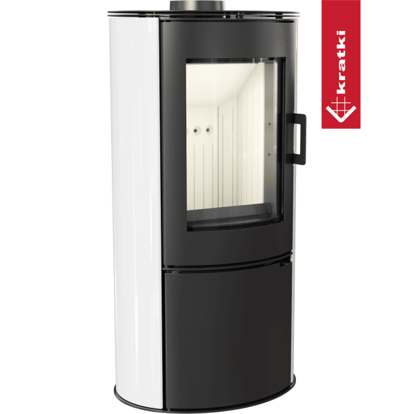 Piec stalowy kaflowy biały koza AB Ø 150 8 kW, czarny termotec