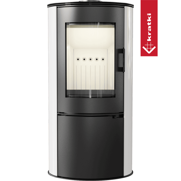 Piec stalowy kaflowy biały koza AB Ø 150 8 kW, czarny termotec