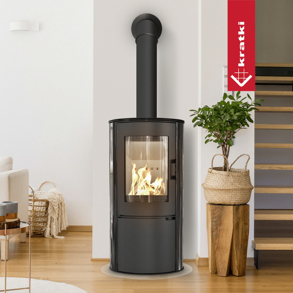 Piec stalowy kaflowy koza KRATKI AB S/DR Ø 150 8 kW czarny kafel