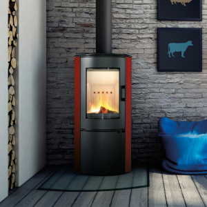 Piec stalowy kaflowy koza KRATKI AB S/DR Ø 150 8 kW czerwony kafel