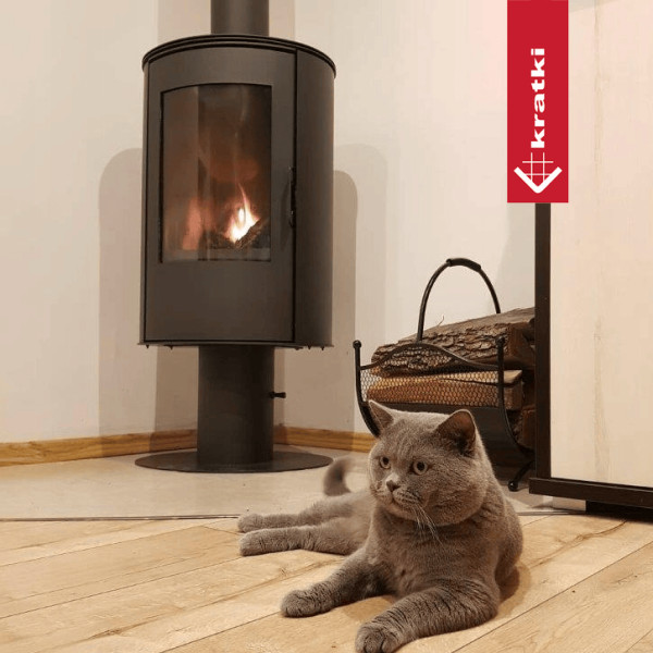 Piec stalowy koza na nodze KRATKI AB S/N/DR Ø 150 8 KW czarne wyłożenie