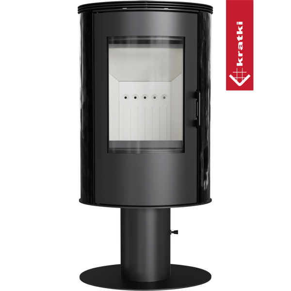 Piec stalowy kaflowy koza na nodze KRATKI AB S/N/DR Ø 150 8 kW czarny kafel