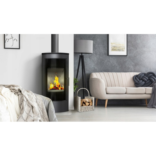 Piec stalowy koza KRATKI TITAN Panorama Ø 150 11 kW z domykaniem