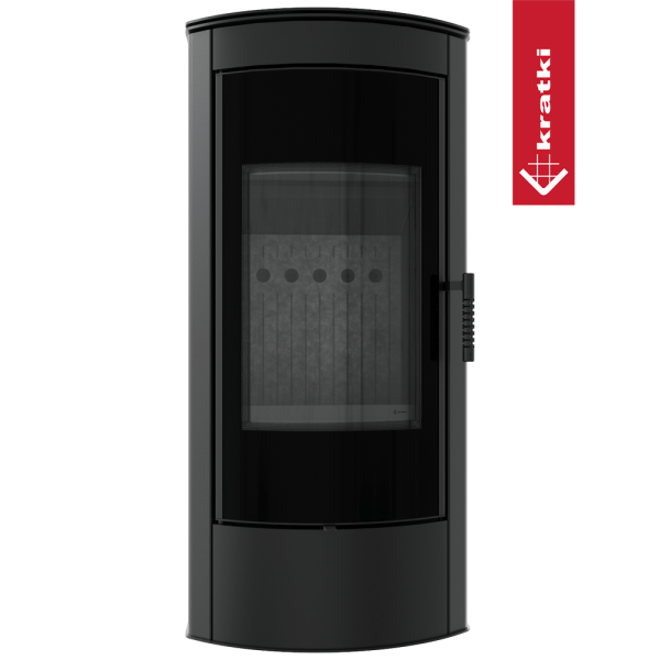 Piec stalowy koza KRATKI TITAN Panorama Ø 150 11 kW czarne wyłożenie