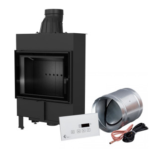 Inteligentny kominek KRATKI LUCY SLIM 8 kW Ø 160 czarne wyłożenie MSK GLASS